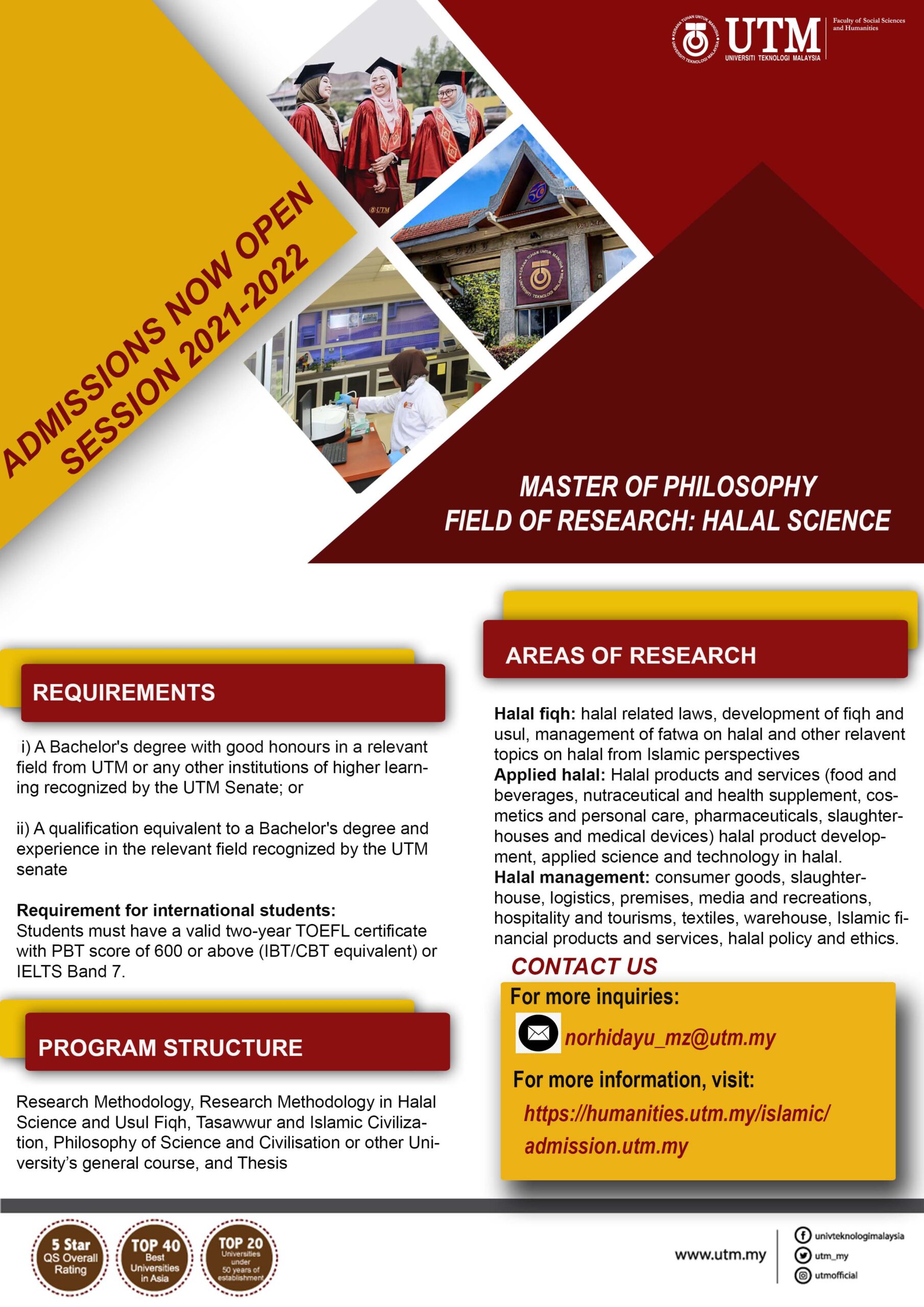 Poster Master of Philosophy Field of research Halal Science