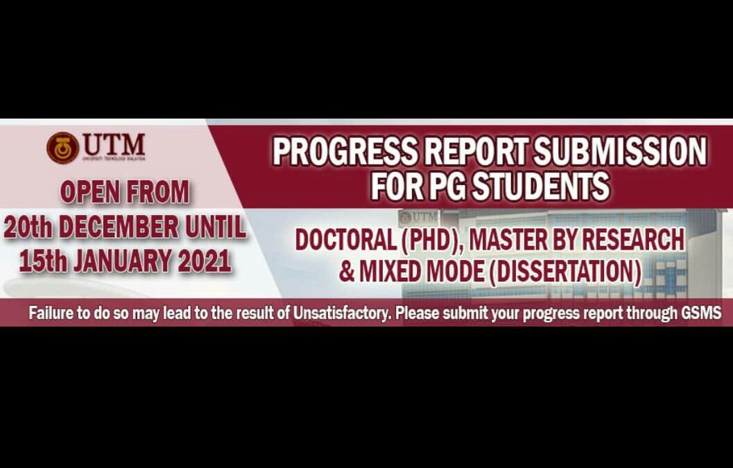 Progress report submission for PG student