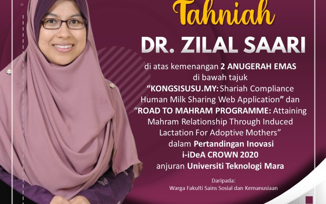 TAHNIAH!!Sekalung tahniah diucapkan kepada Dr Zilal binti Saari dan team penyelidik dari Pusat Penyelidikan Fiqh Sains dan Teknologi (CFiRST) atas anugerah yang telah diraih.