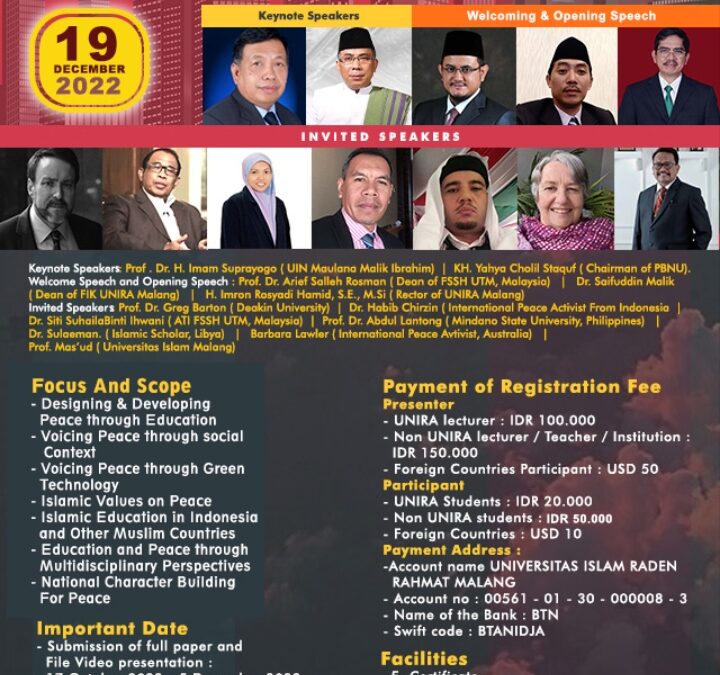 INTERNATIONAL SEMINAR ON ISLAMIC EDUCATION & PEACE (ISIEP 2022)