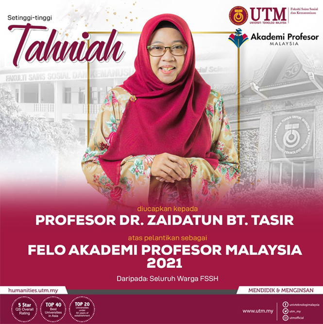Tahniah Prof. Dr. Zaidatun Tasir Atas Pelantikan Sebagai Felo Akademi Profesor Malaysia 2021