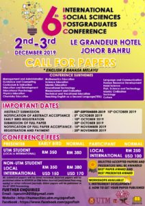 6th International Social Sciences Postgraduates Conference @ Grandeur Hotel