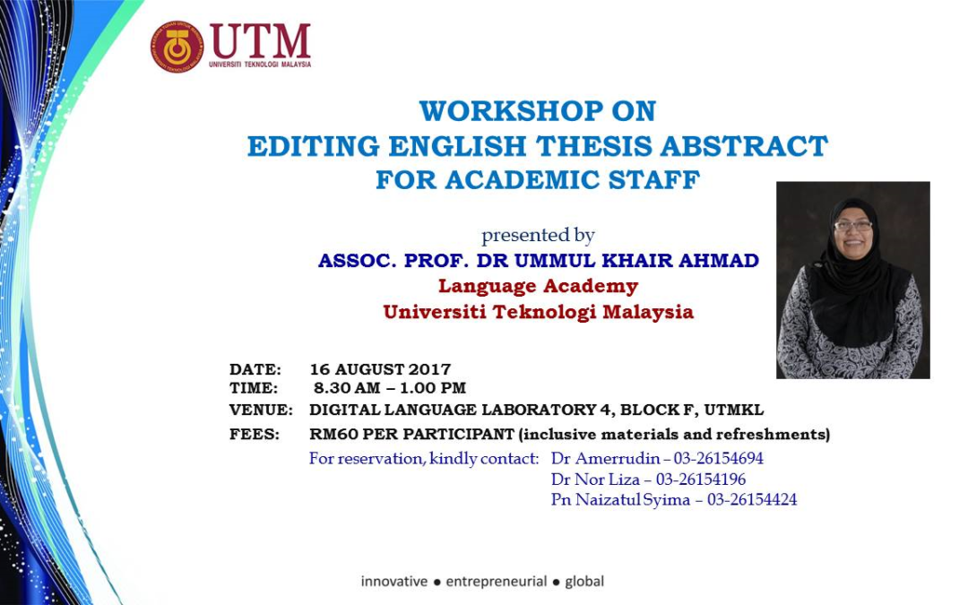 WORKSHOP ON EDITING ENGLISH THESIS ABSTRACT FOR ACADEMIC STAFF