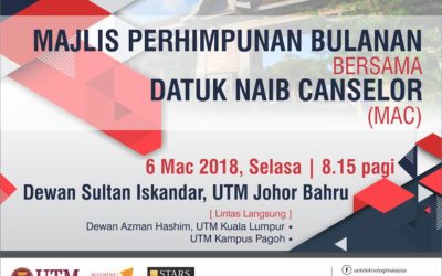 MONTHLY ENGAGEMENT WITH THE VICE CHANCELLOR OF UTM – March 2018