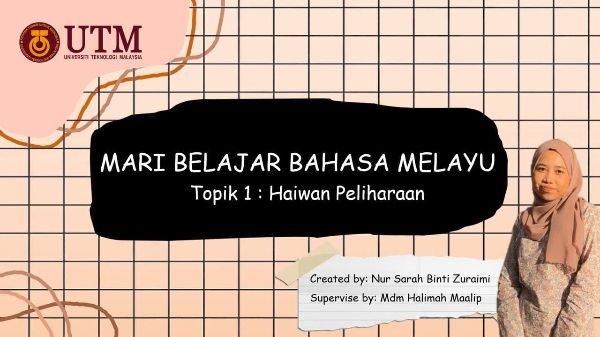 Mari Belajar Bahasa Melayu (Topik 1: Haiwan Peliharaan)