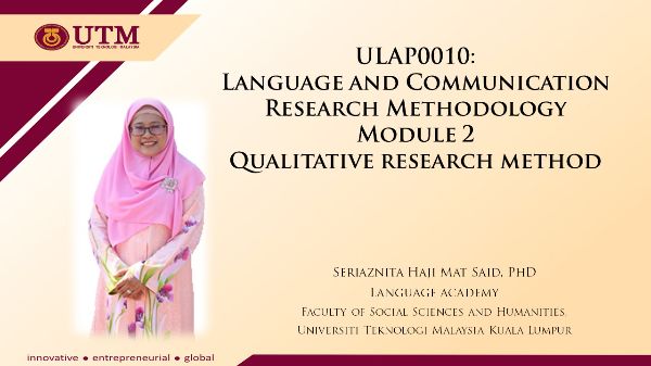 ULAP0010: Language and Communication Research Methodology   Module 2