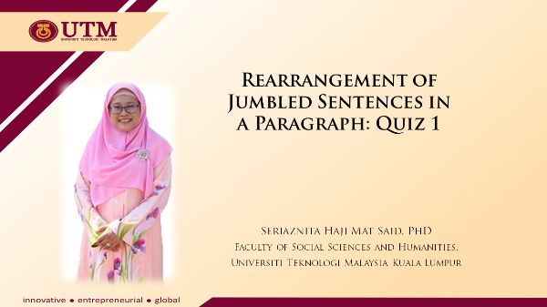 Rearrangement of Jumbled Sentences in a Paragraph: Quiz 1