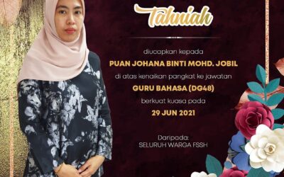 Setinggi-tinggi tahniah diucapkan kepada Pn. Johana Jobil