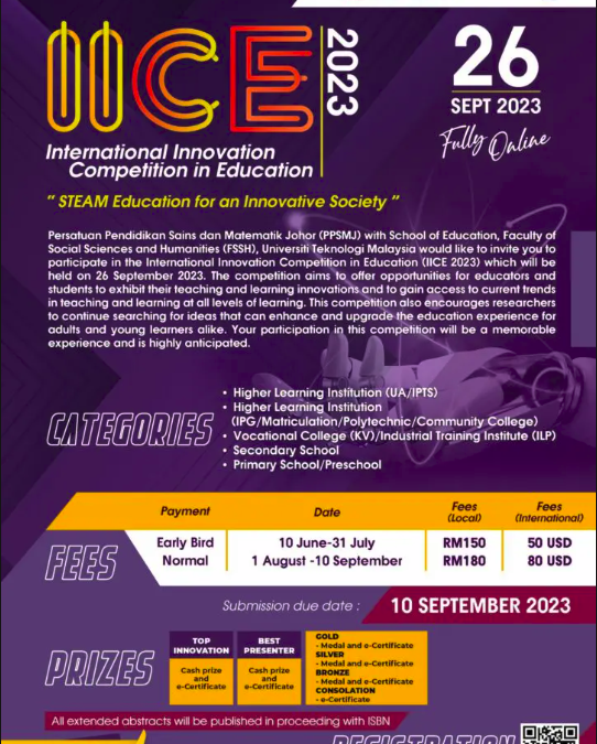 International Innovation Competition in Education (IICE 2023) : STEAM Education for an Innovative Society
